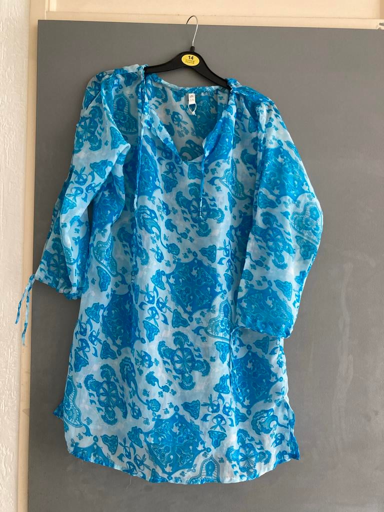 Nieuwe strandjurk Yves Rocher L/XL blauw/wit, Kleding | Dames, Blauw, Maat 46/48 (XL) of groter, Nieuw, Ophalen of Verzenden