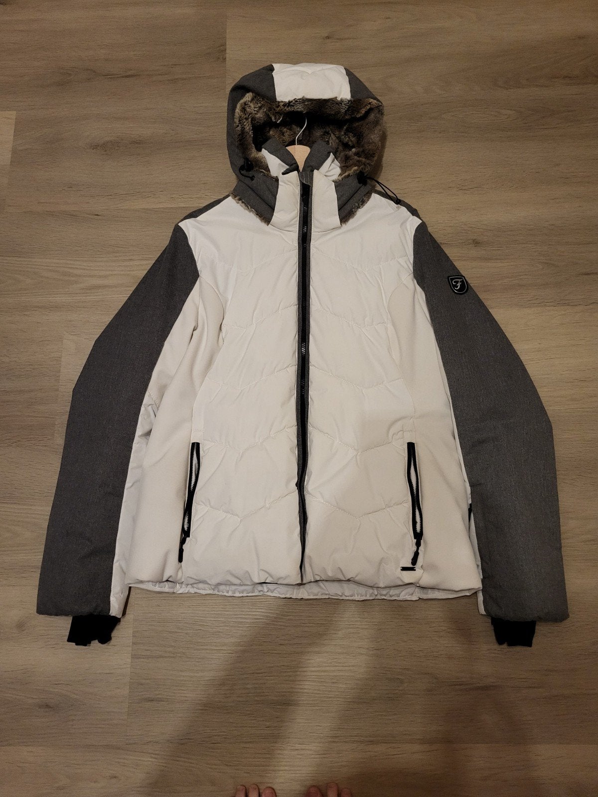 Falcon skijas / winterjas - wit/grijs - maat 2XL, Kleding | Dames, Falcon, Maat 46/48 (XL) of groter, Ophalen of Verzenden, Jack
