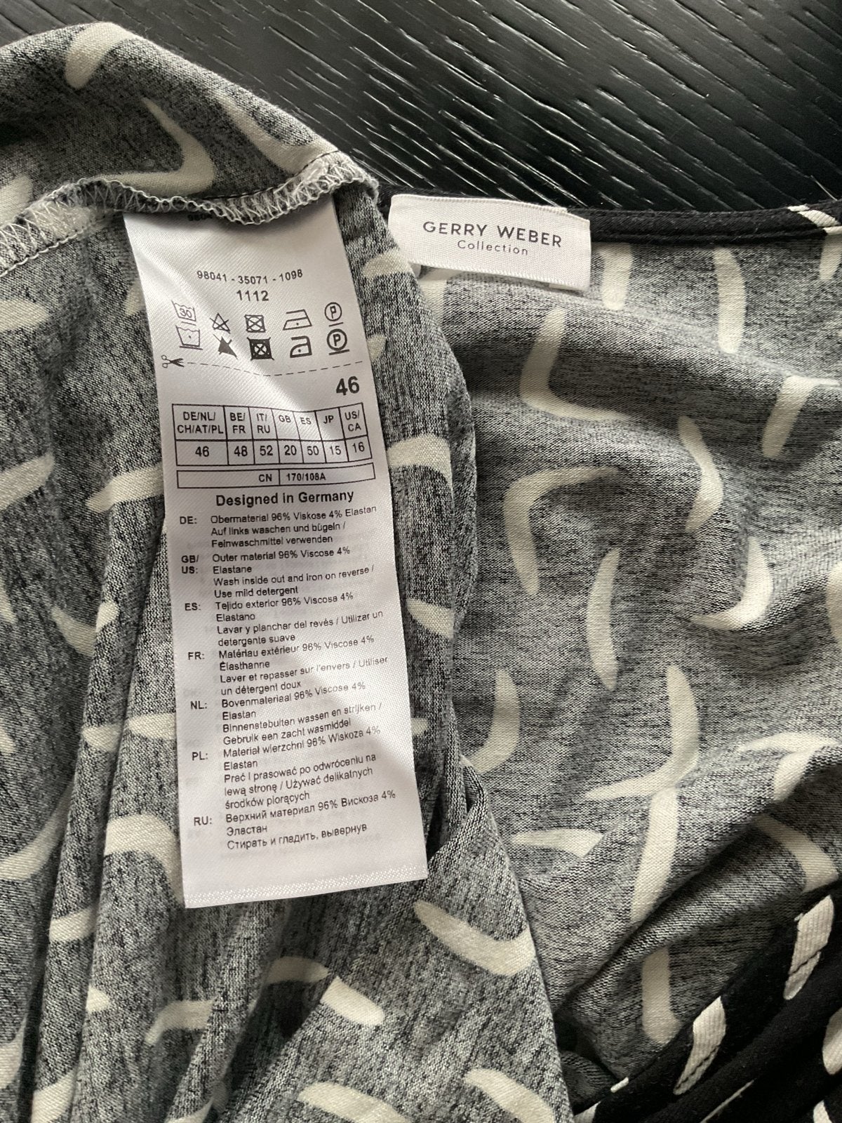 Gerry Weber Zwart-witte Jurk met Print, Zwart, Maat 46/48 (XL) of groter, Ophalen of Verzenden, Gedragen