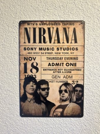 Nirvana metalen bord Muziek Thuis Vintage Wanddecoratie, Metaal, 30 cm, Verzenden, 20 cm