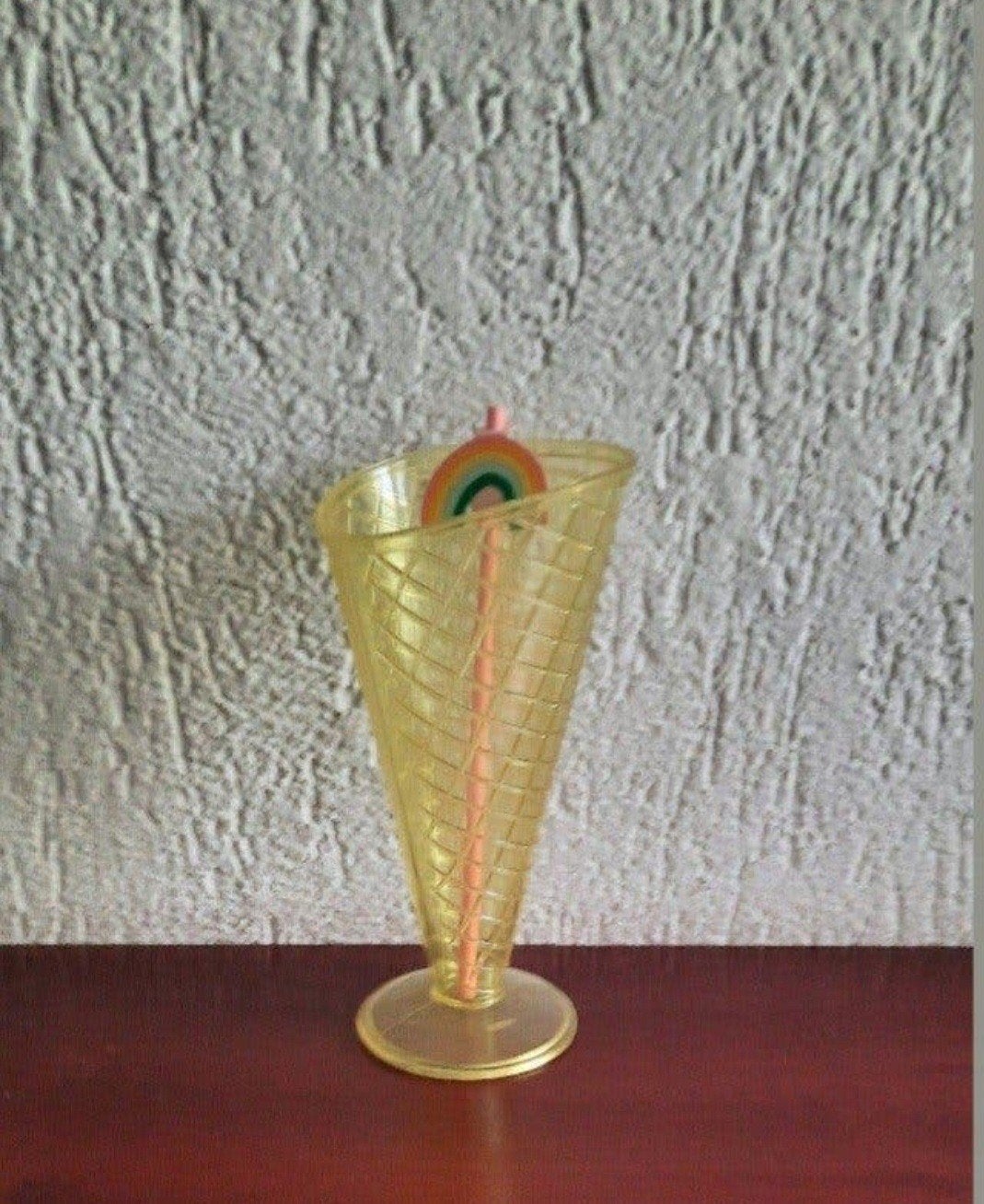 Vintage IJscoupe met Regenboog Rietje, Ophalen of Verzenden