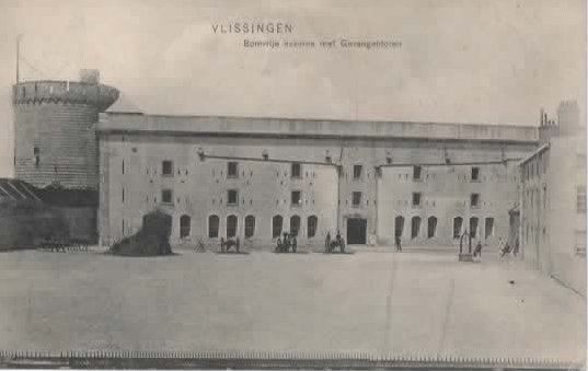 Vlissingen Bomvrije kazerne met Gevangentoren, Verzenden, Voor 1920, Gelopen, Zeeland