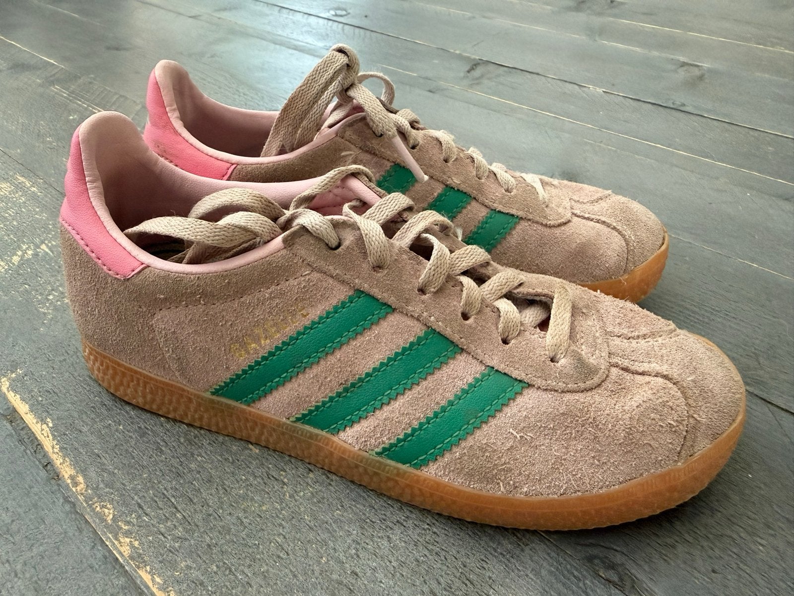 Adidas Gazelle sneakers - Roze/Groen, Kinderen en Baby's, Ophalen of Verzenden, Meisje, Schoenen