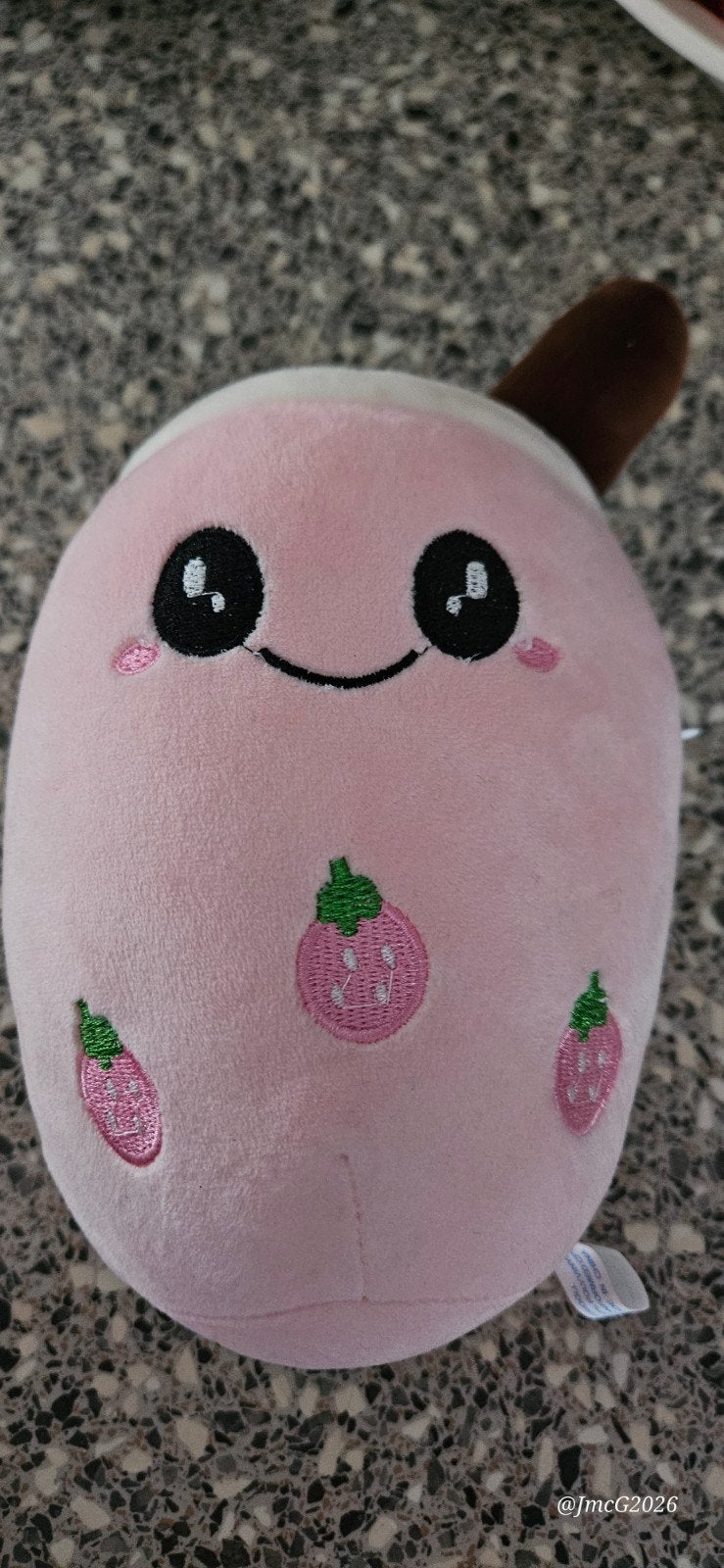 Leuke roze knuffel met aardbeien en gezichtje, Ophalen, Overige merken, Overige karakters, Overige typen
