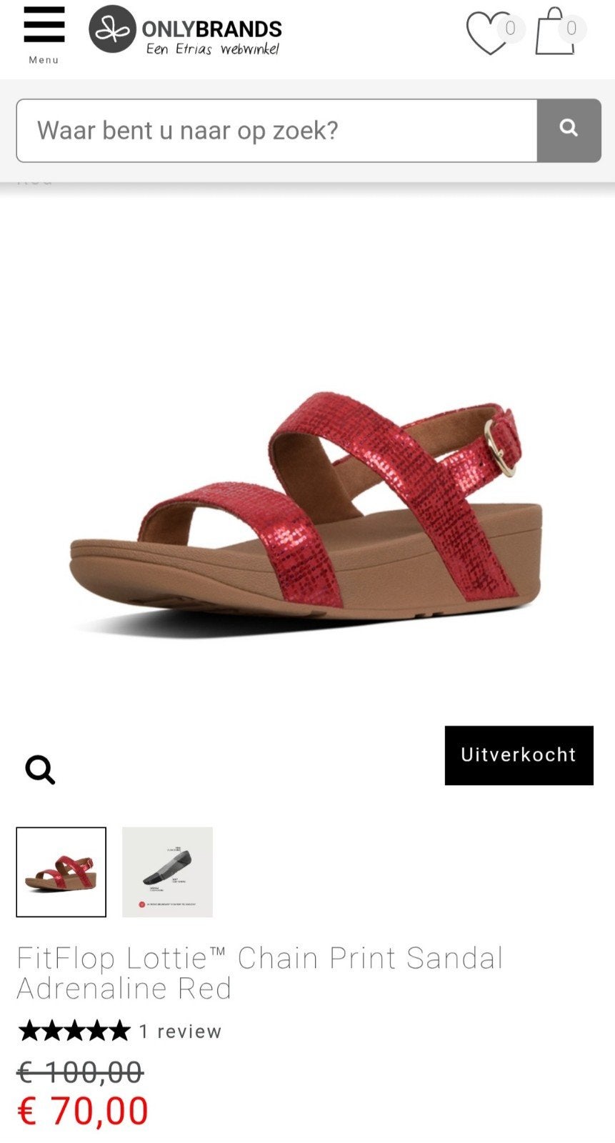 Nieuwe FitFlop sandalen, rood leer. Maat 38. Echte FitFlops., Nieuw, Fitflop, Rood, Sandalen of Muiltjes