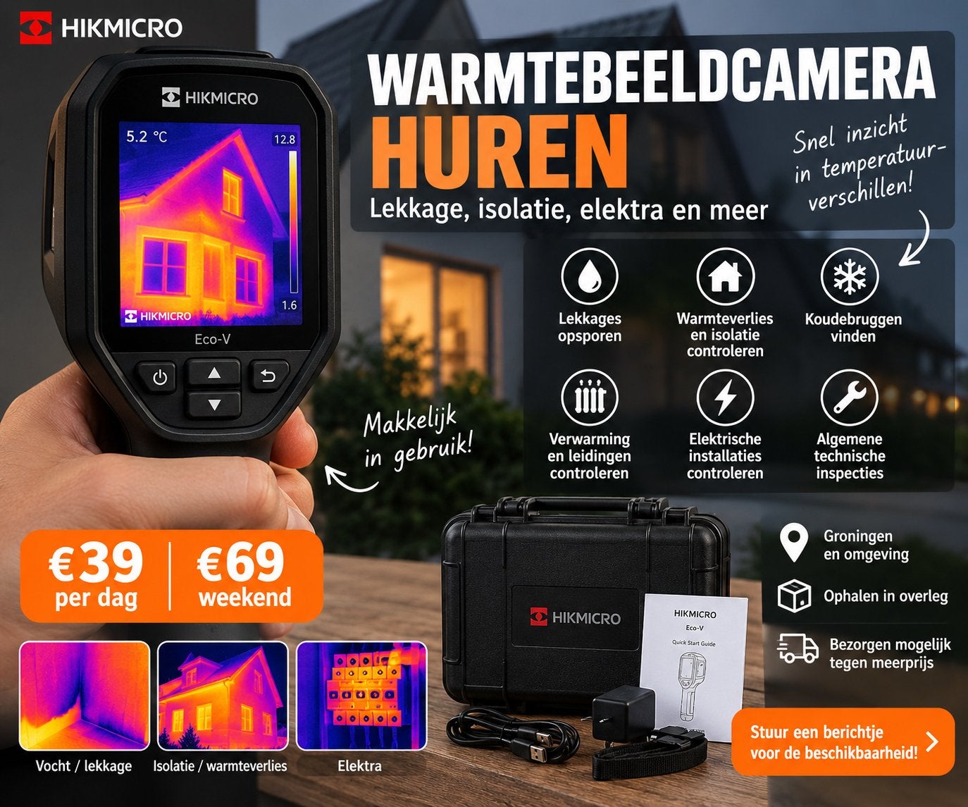 Warmtebeeldcamera huren – €39 per dag | Groningen, Ophalen