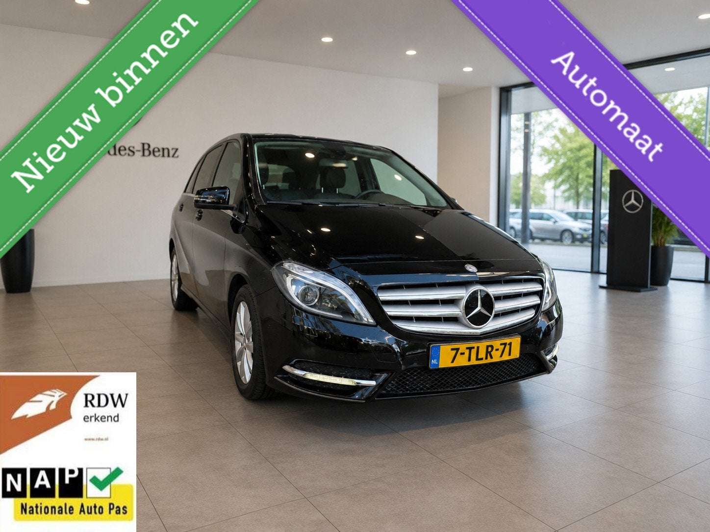 Mercedes B-klasse 180 Ambition 2014 AUT ZWART NAVI/PDC/LEDER, Auto's, Mercedes-Benz, Dealer onderhouden, 1325 kg, Gebruikt, Euro 6