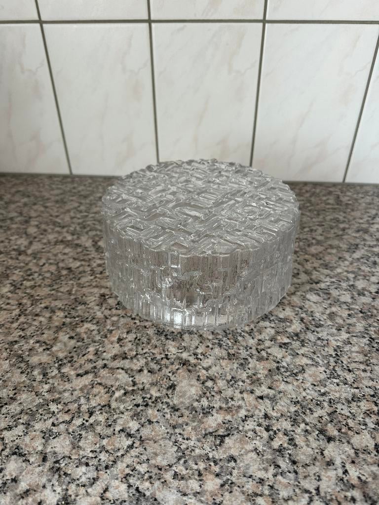 Vintage plafonnières. Helder glas, ijsblokjes relief., Ophalen, Zo goed als nieuw, Glas, Vintage jaren 70