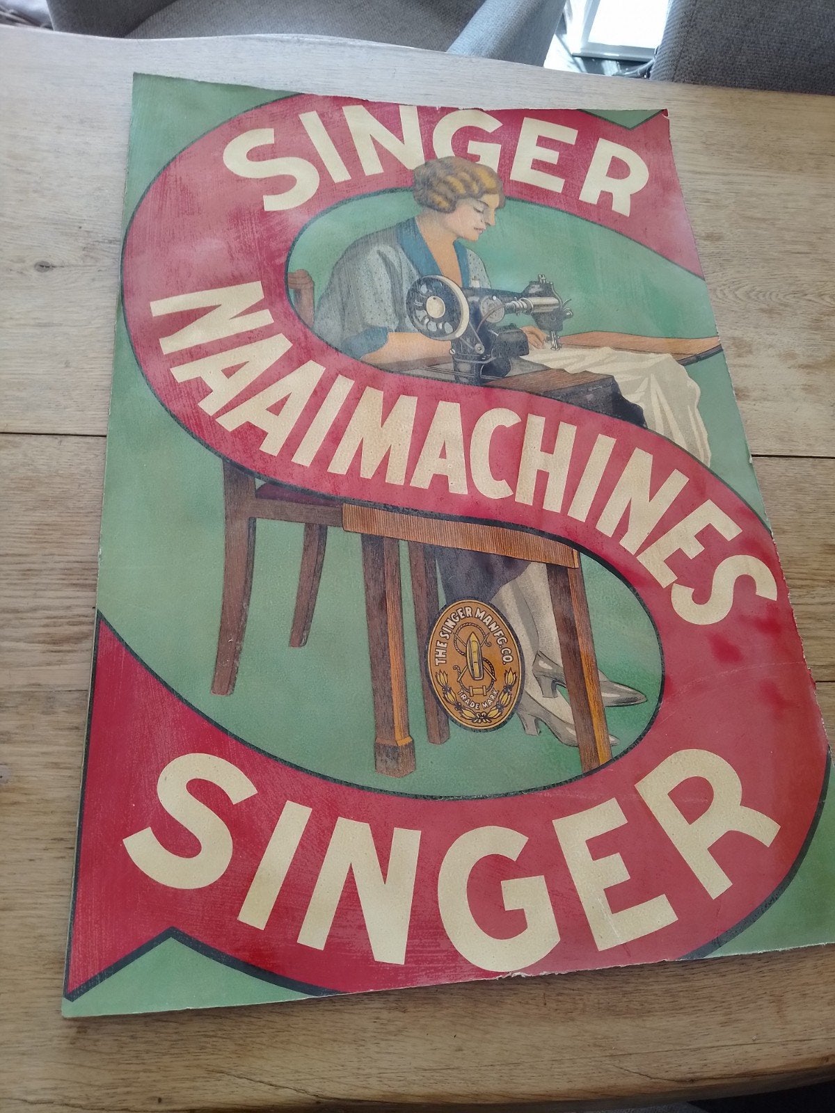 Prachtige oude reclame poster Singer Naaimachines, Verzamelen, Ophalen of Verzenden, Zo goed als nieuw, Overige typen