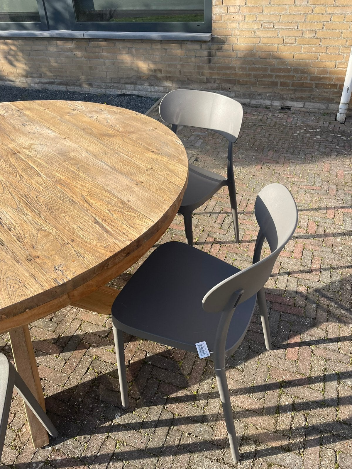 Stapelbare tuinstoelen grijs. Nieuw in verpakking. 13,99, Ophalen, Nieuw, Kunststof, Stapelbaar