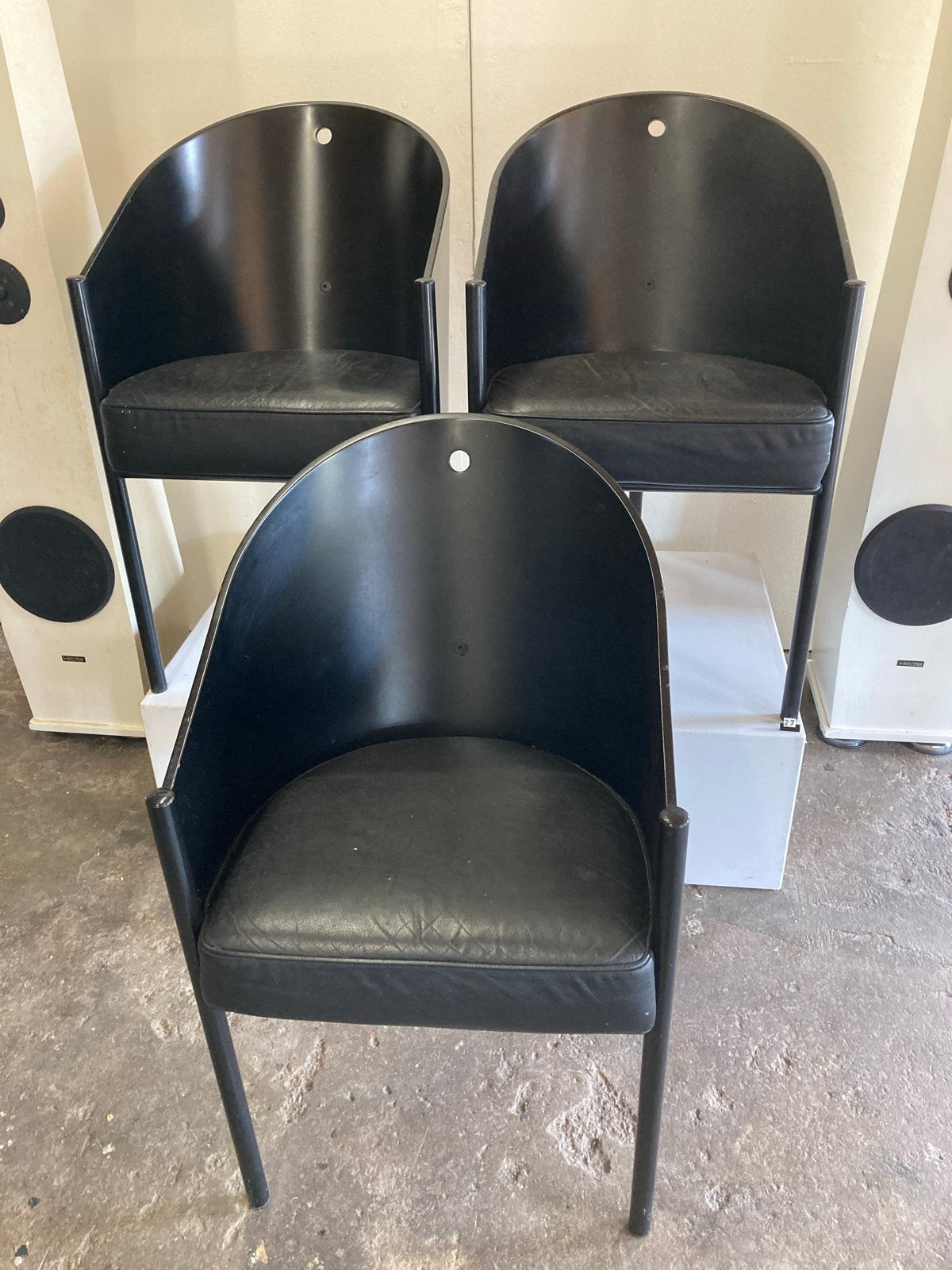 3 Philip Starck Café Costes stoelen, set €250,-, Kunststof, Gebruikt, Drie, Zwart