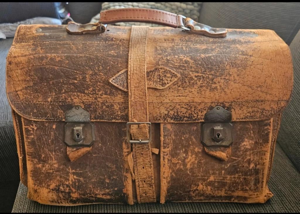 Vintage leren Schooltas, Ophalen of Verzenden
