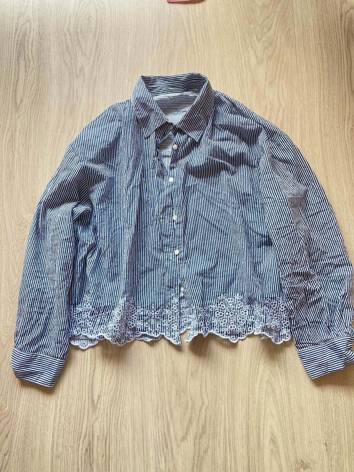 Uniqlo, blauw witte strepen blouse, L, Kleding | Dames, Blouses en Tunieken, Ophalen of Verzenden, Nieuw, Maat 42/44 (L), Blauw
