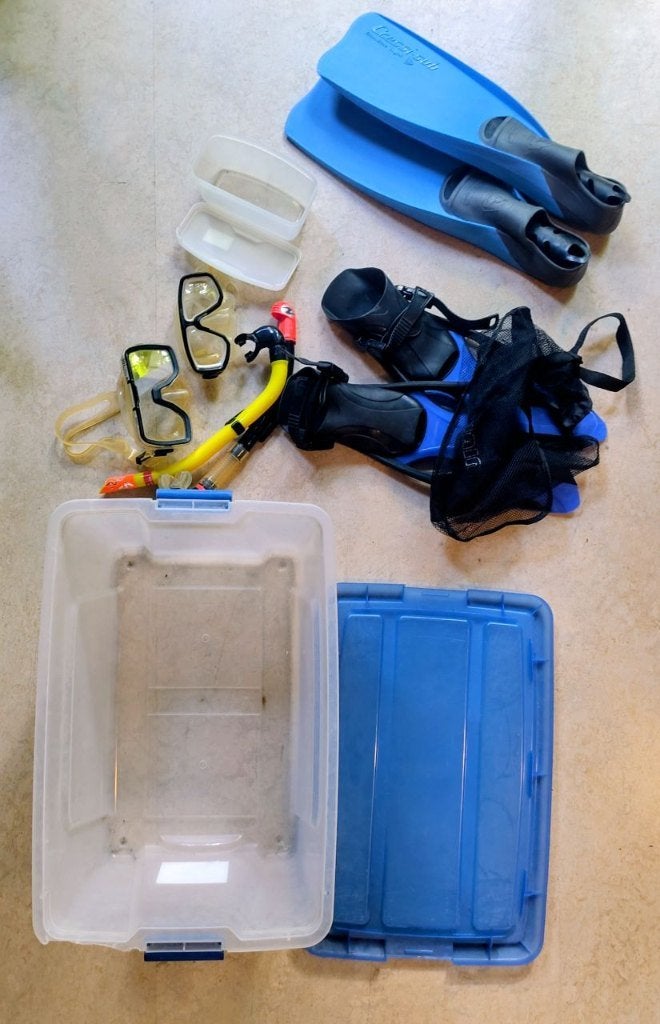 gratis: flippers, duikbrillen en snorkels, Watersport en Boten, Ophalen, Gebruikt, Snorkelset