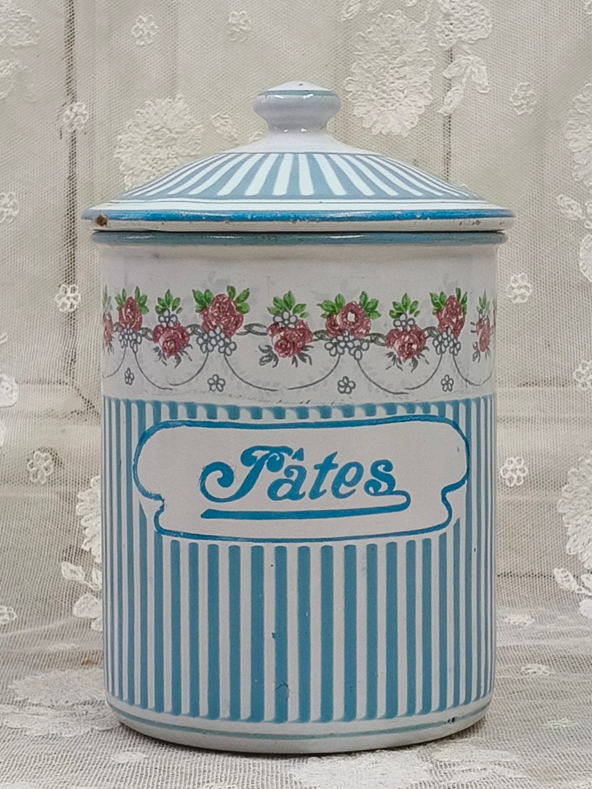 oud Frans emaille voorraadbus, Pâtes, Ophalen of Verzenden