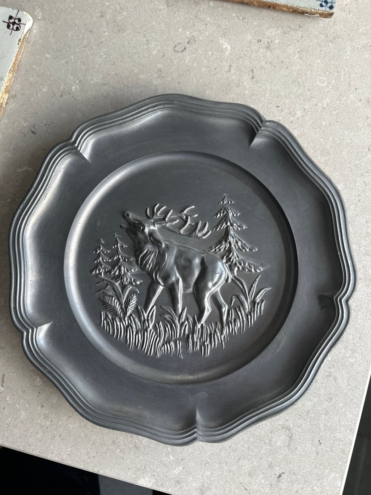 Vintage Tinnen Wandbord met Hert - Decoratief, Ophalen of Verzenden