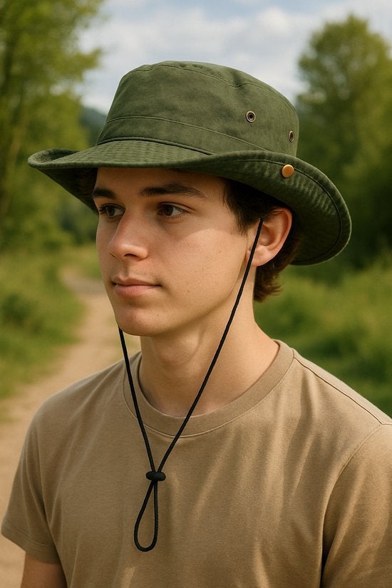 Safari hoed denim groen donkergroen nieuw, Kleding | Heren, Hoeden en Petten, Junglestories, Hoed, Junglestories, Nieuw