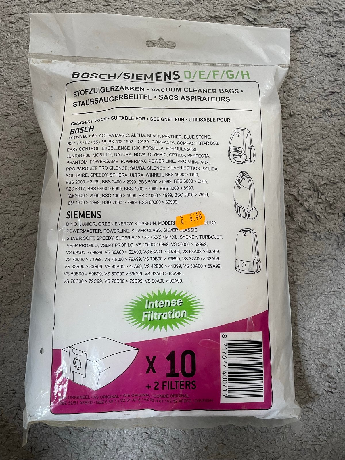 Stofzuigerzakken Bosch Siemens D/E/F/G/H - Nieuw, Ophalen of Verzenden, Nieuw