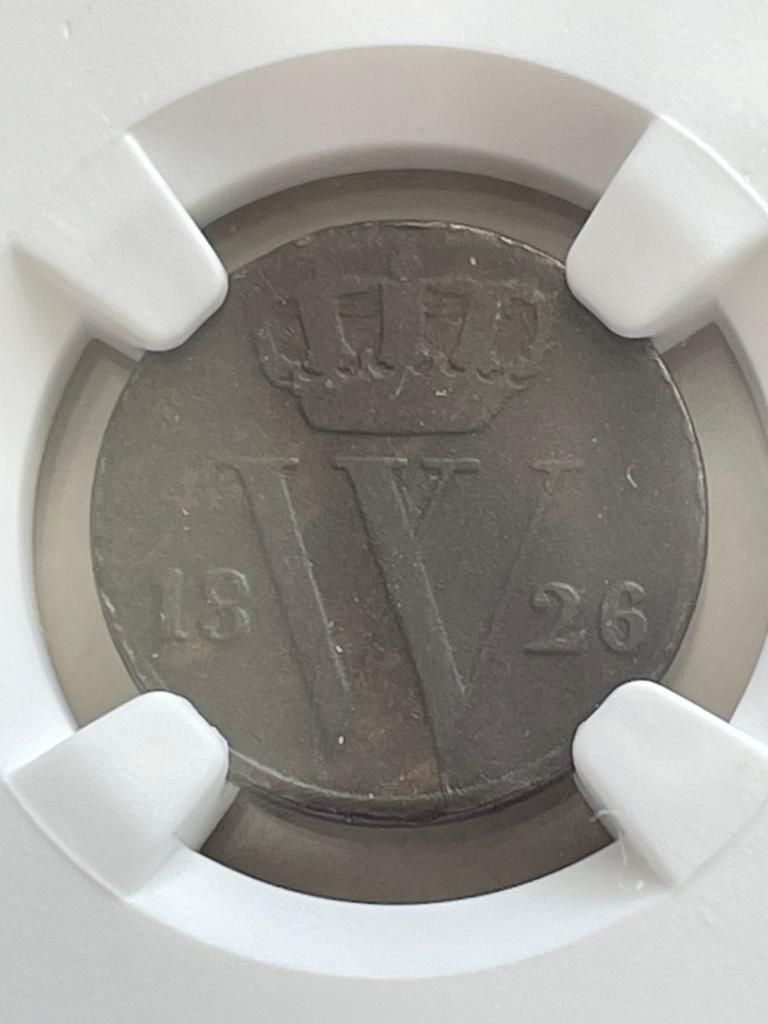 Halve cent 1826 Brussel zeldzaam jaar in NGC SLAB, Ophalen of Verzenden, Koning Willem I, Overige waardes, Losse munt