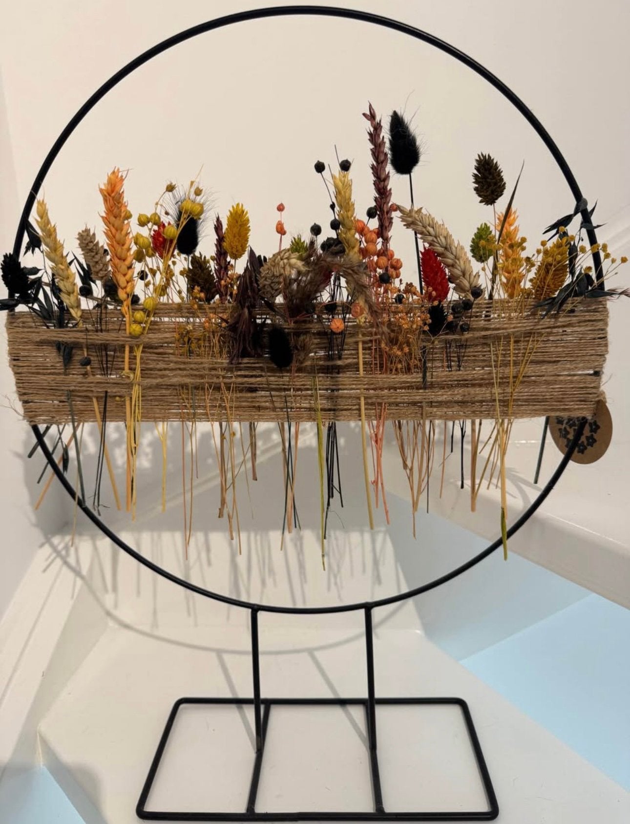Deco cirkelkrans met droogbloemen, Ophalen of Verzenden, Zo goed als nieuw