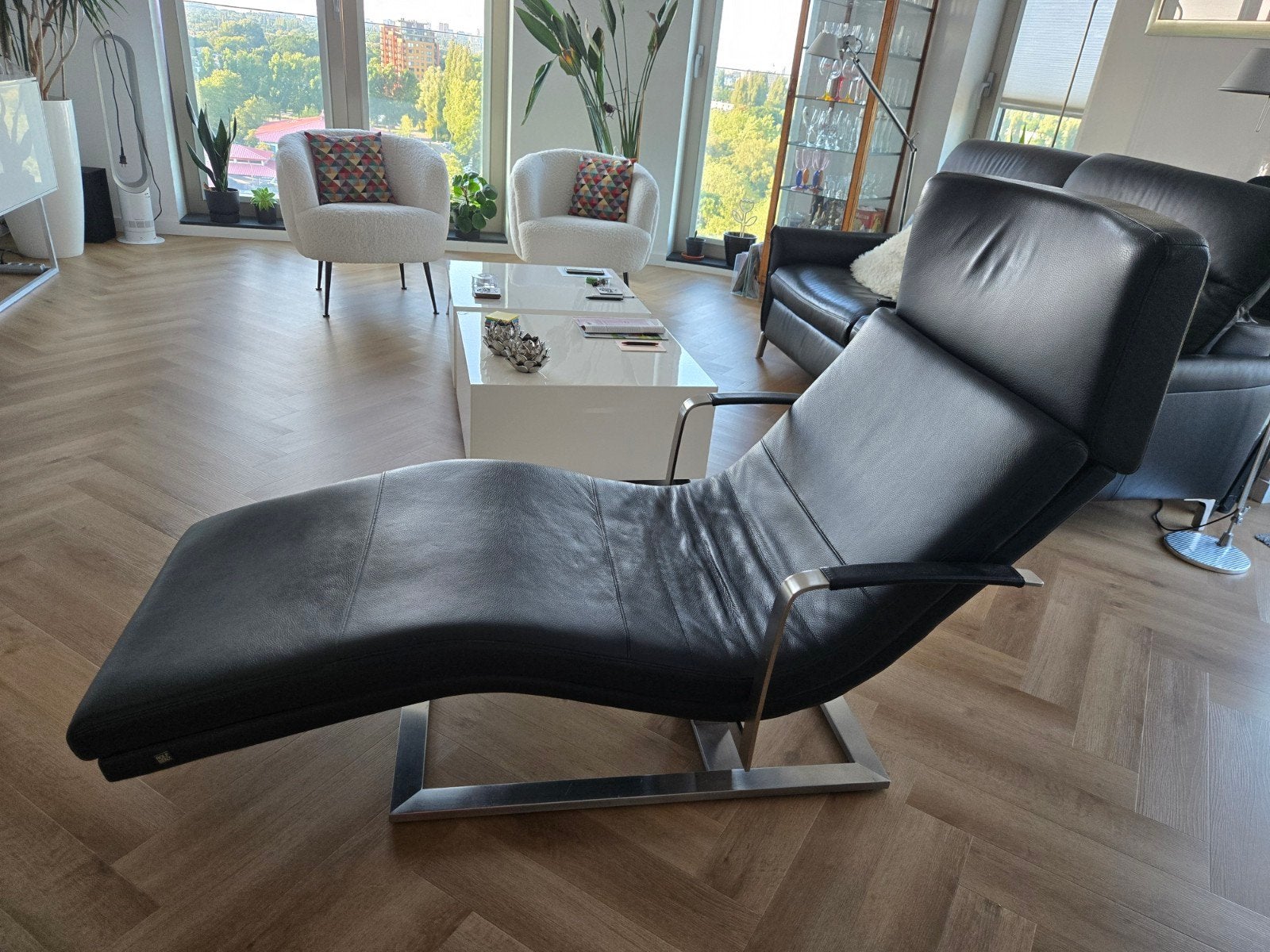 Chaise longue/ relaxstoel ROLF BENZ, Ophalen, Eenpersoons, Leer, Zo goed als nieuw