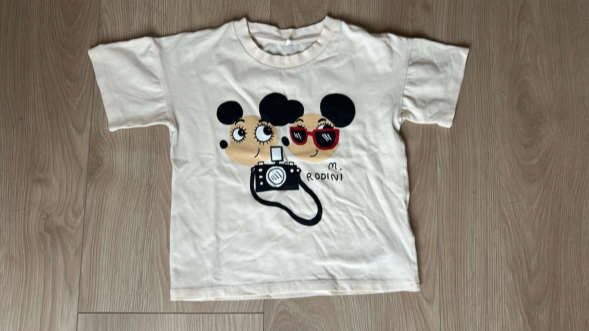 Mini Rodini T-shirt met print - Maat 104/110, Ophalen of Verzenden, Gebruikt, Jongen of Meisje