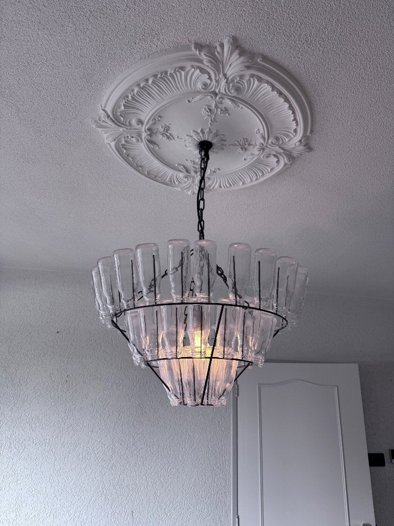 Hanglamp glas, Huis en Inrichting, Lampen | Hanglampen, Ophalen, Gebruikt, Glas, 50 tot 75 cm