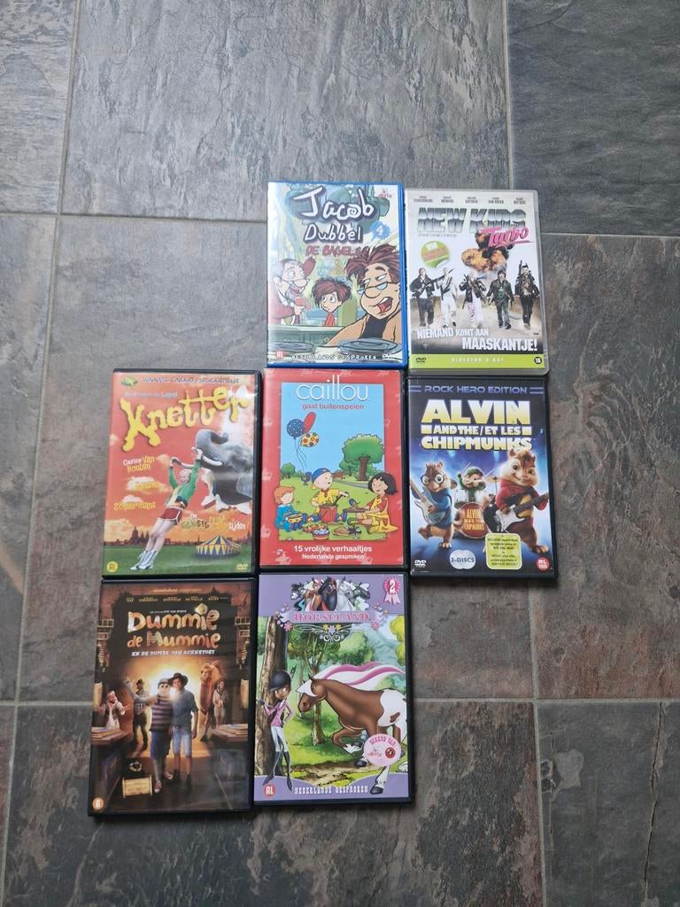 7x Kinder DVD's: Jacob Dubbel, Caillou, Alvin, Knetter, etc., Cd's en Dvd's, Avontuur, Gebruikt, Alle leeftijden, Ophalen of Verzenden