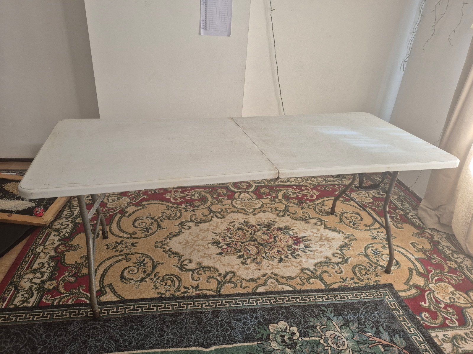 Witte Kunststof Tuin Klaptafel 220cm, Tuin en Terras, Tuintafels, Ophalen, Zo goed als nieuw, Rechthoekig, Plastic