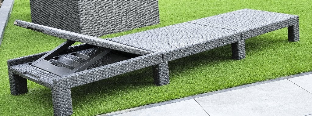 Kunsstof ratan ligstoel Allibert, Tuin en Terras, Ligbedden, Ophalen, Zo goed als nieuw, Kunststof