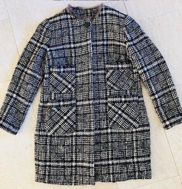 Ursula Onorati wollen geruite vintage tweed jas zwart wit L, Kleding | Dames, Maat 38/40 (M), Meerkleurig, Ophalen of Verzenden