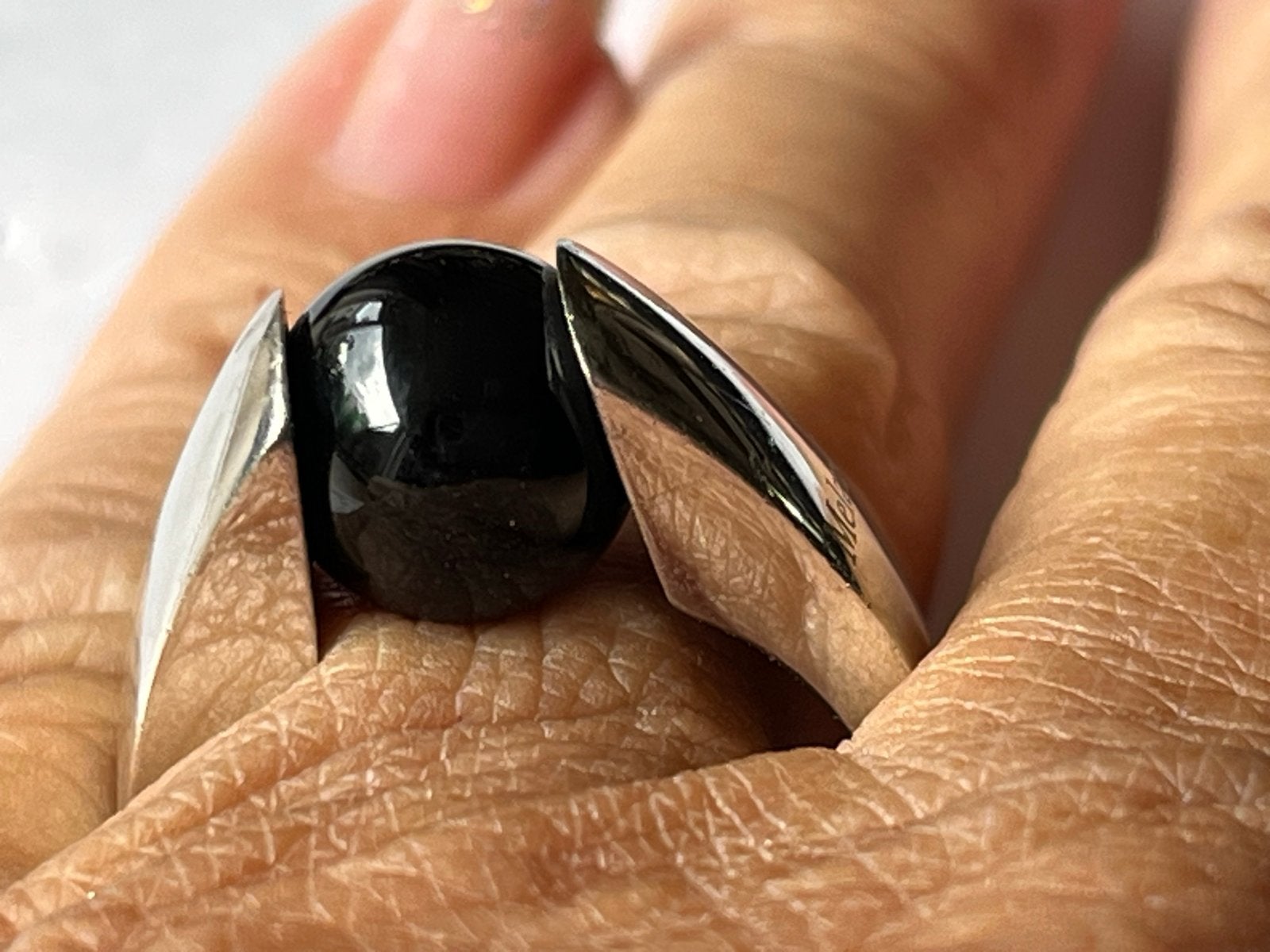 Melano Zilveren Ring met Onyx - Gekeurd en Gaaf, 18 tot 19, Verzenden, Zo goed als nieuw, Met edelsteen