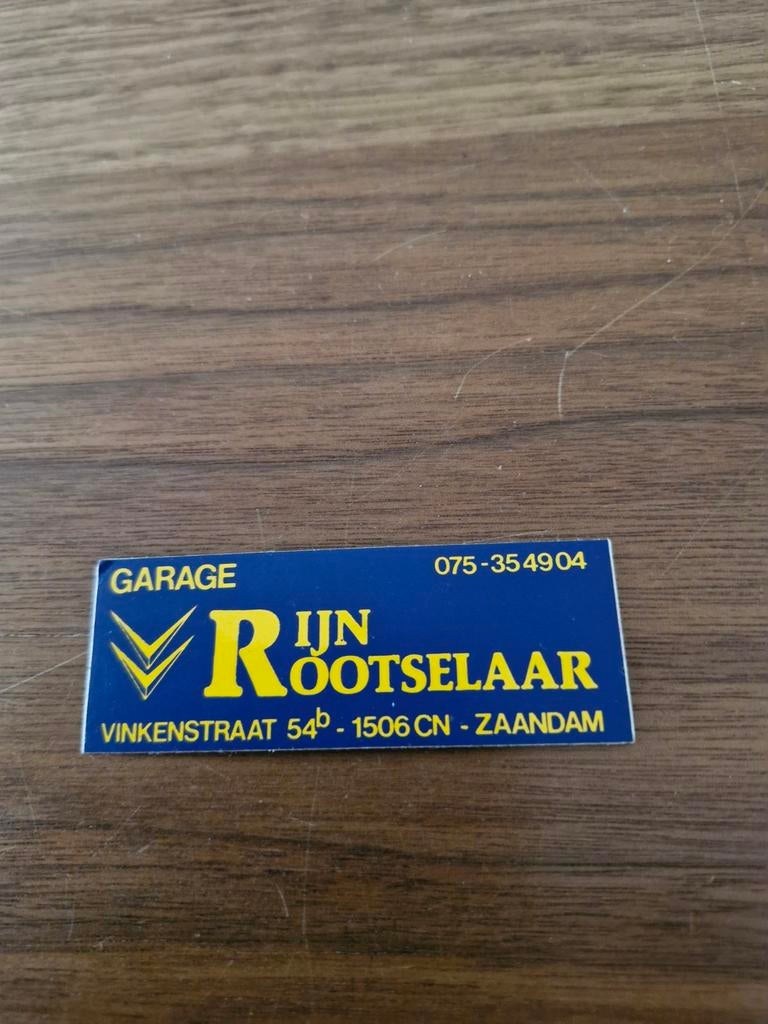 7195 Sticker Garage Rijn Rootselaar Zaandam, Ophalen of Verzenden, Zo goed als nieuw