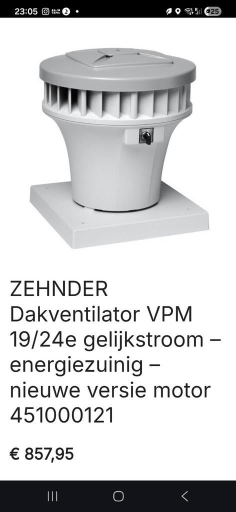 Zehnder Dakventilator VPM 19/24e Gelijkstroom Energiezuinig, Doe-het-zelf en Verbouw, Ventilatie en Afzuiging, Ophalen of Verzenden