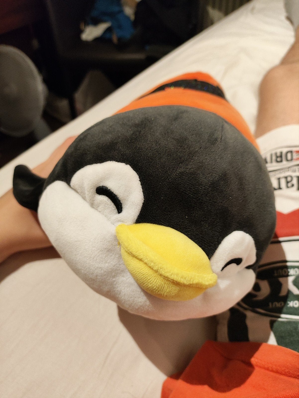 Miniso Pinguïn Knuffel in Pompoen Outfit, Kinderen en Baby's, Speelgoed | Knuffels en Pluche, Overige merken, Overige karakters