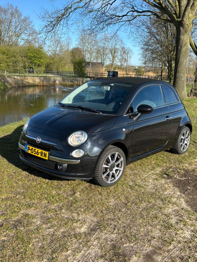 Fiat 500 1.2 C 2012 Zwart Cabrio, Auto's, Fiat, Voorwielaandrijving, 4 cilinders, Zwart, Handgeschakeld