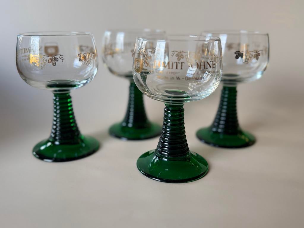 4 vintage Roemer Moezelglazen - Schmitt Söhne, Ophalen of Verzenden