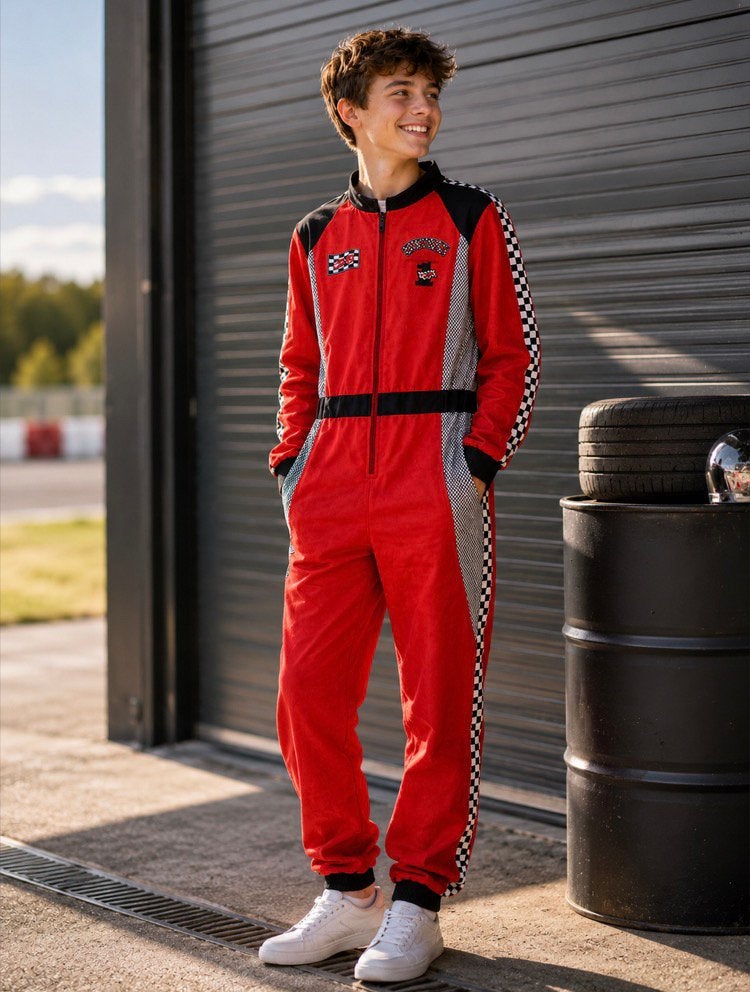 Race overal maat 164, Kinderen en Baby's, Carnavalskleding en Verkleedspullen, Gebruikt, Jongen, 158 t/m 164, Ophalen of Verzenden