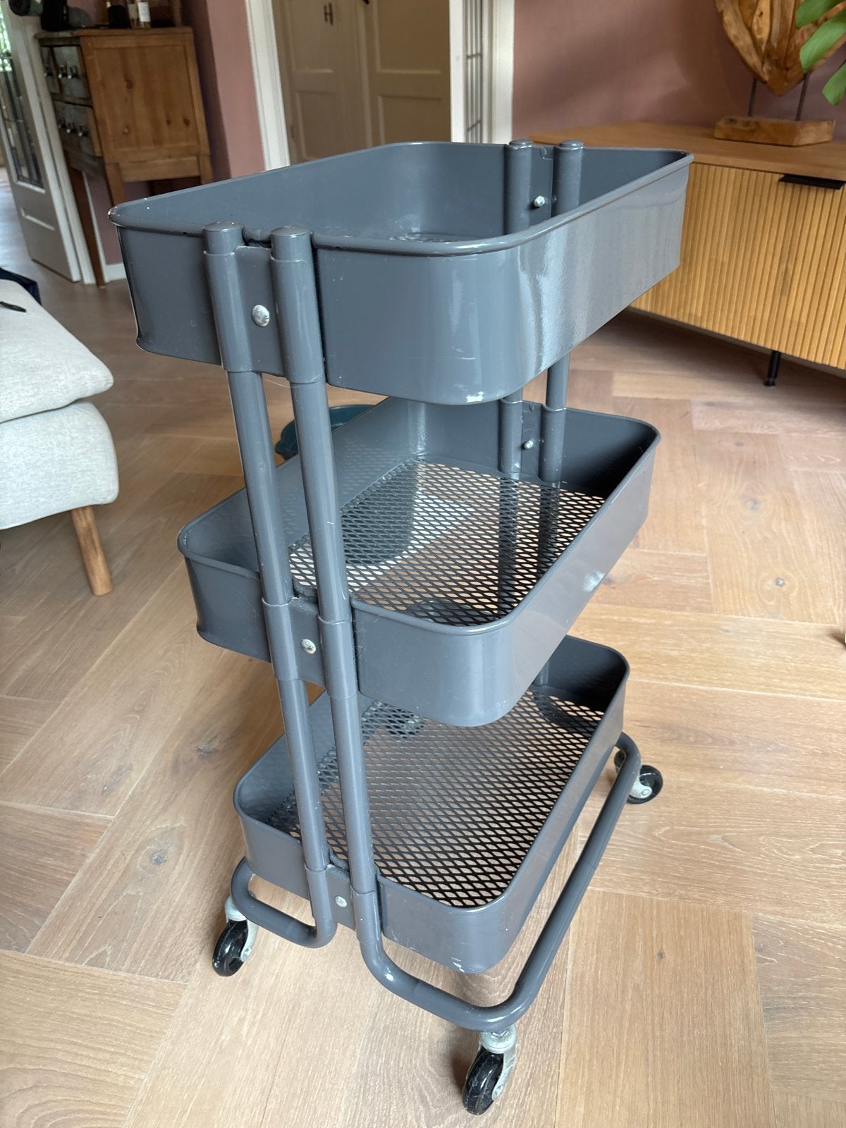 IKEA RÅSKOG Roltafel - Grijs, veelzijdig en praktisch, Ophalen, Gebruikt, Grijs, Metaal