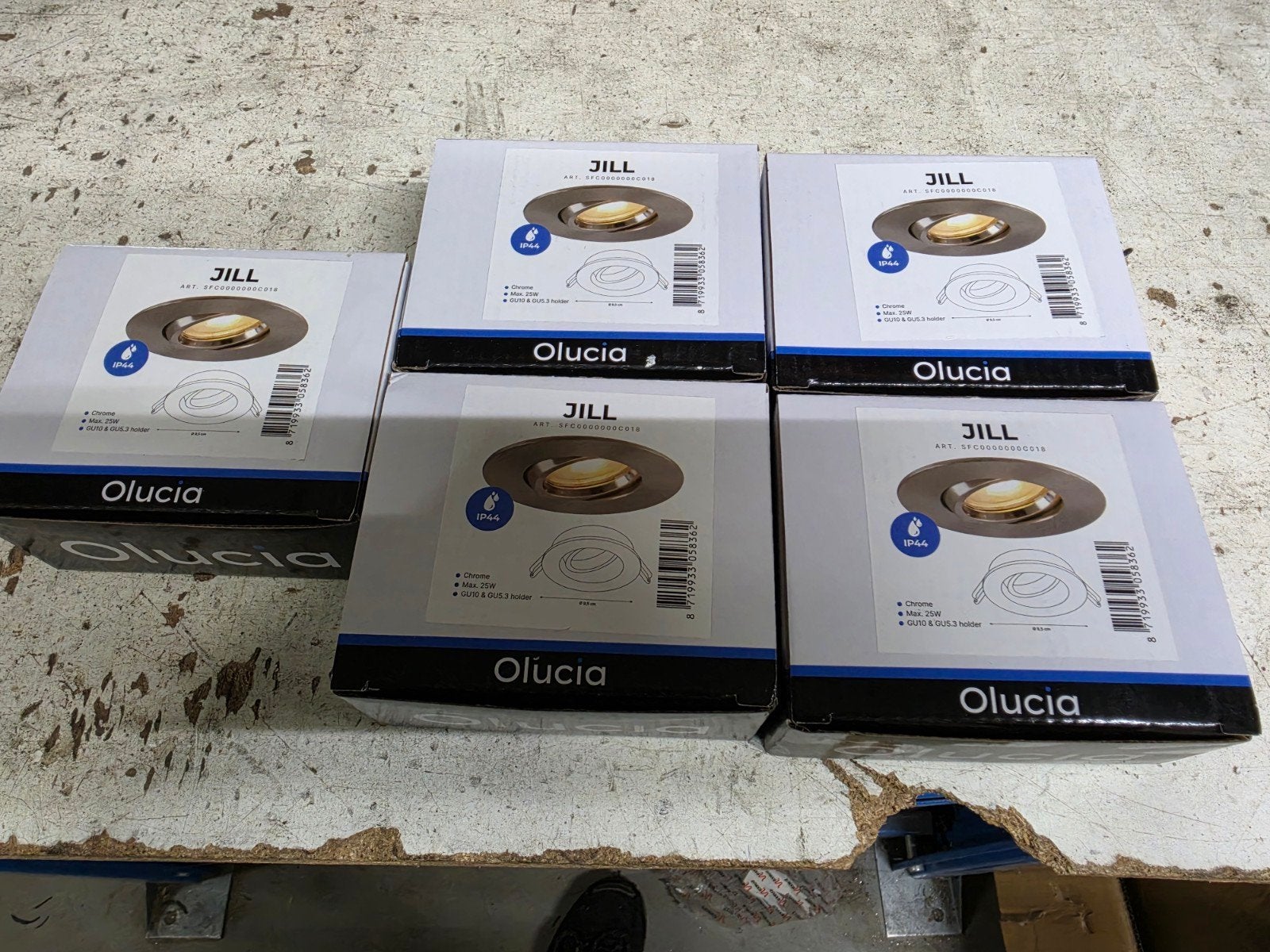 5x Olucia Jill Inbouwspots - Chroom, Max 25W Nieuw!, Overige lichtkleuren, Overige typen, Onbekend, Nieuw