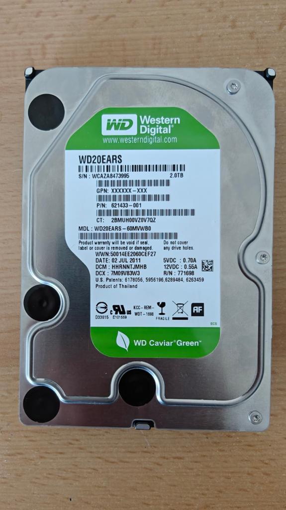 Western Digital WD20EARS 2TB HDD SATA Harde Schijf, Computers en Software, Harde schijven, Intern, 2TB, Server, Ophalen of Verzenden