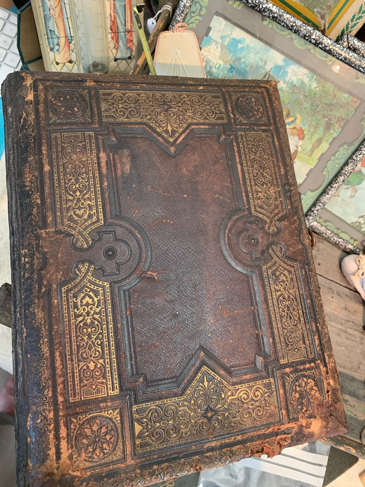 Antiek Victoriaans Fotoalbum met Speeldoos, Gebruikt, Foto, Ophalen of Verzenden, Voor 1940