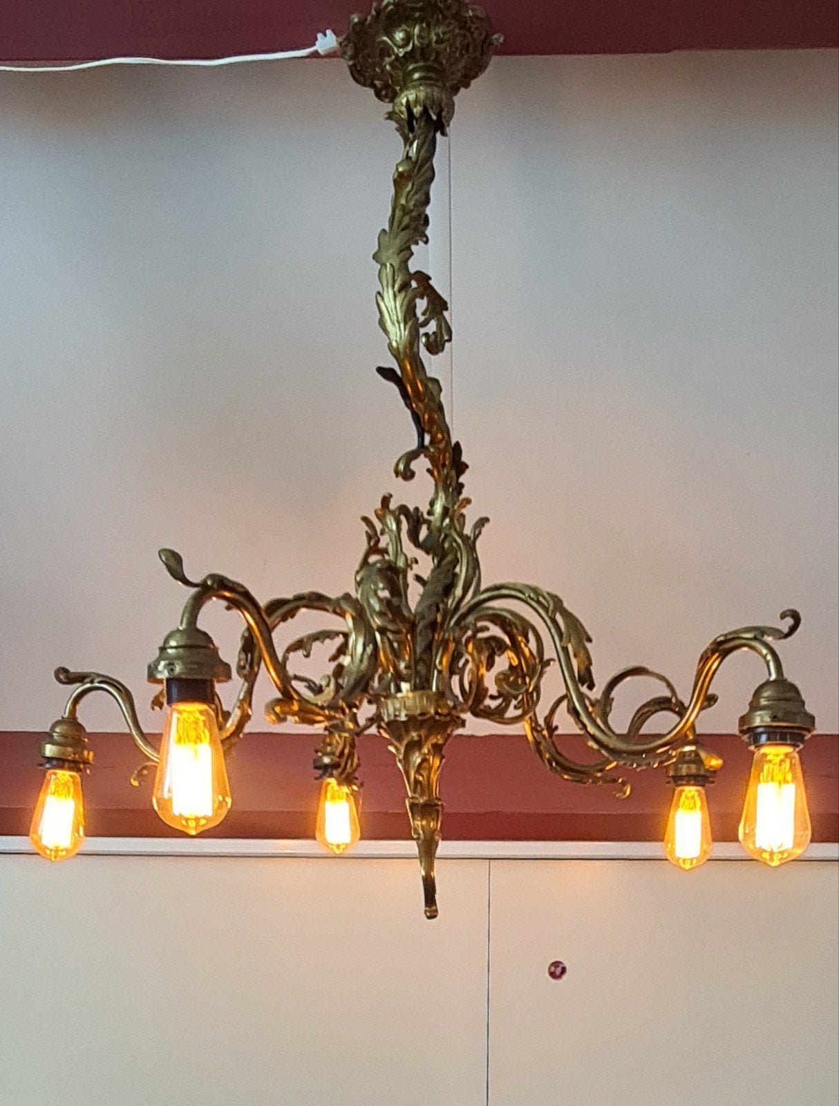 bronzen kroonluchter in rococo- of barokstijl, Antiek en Kunst, Ophalen