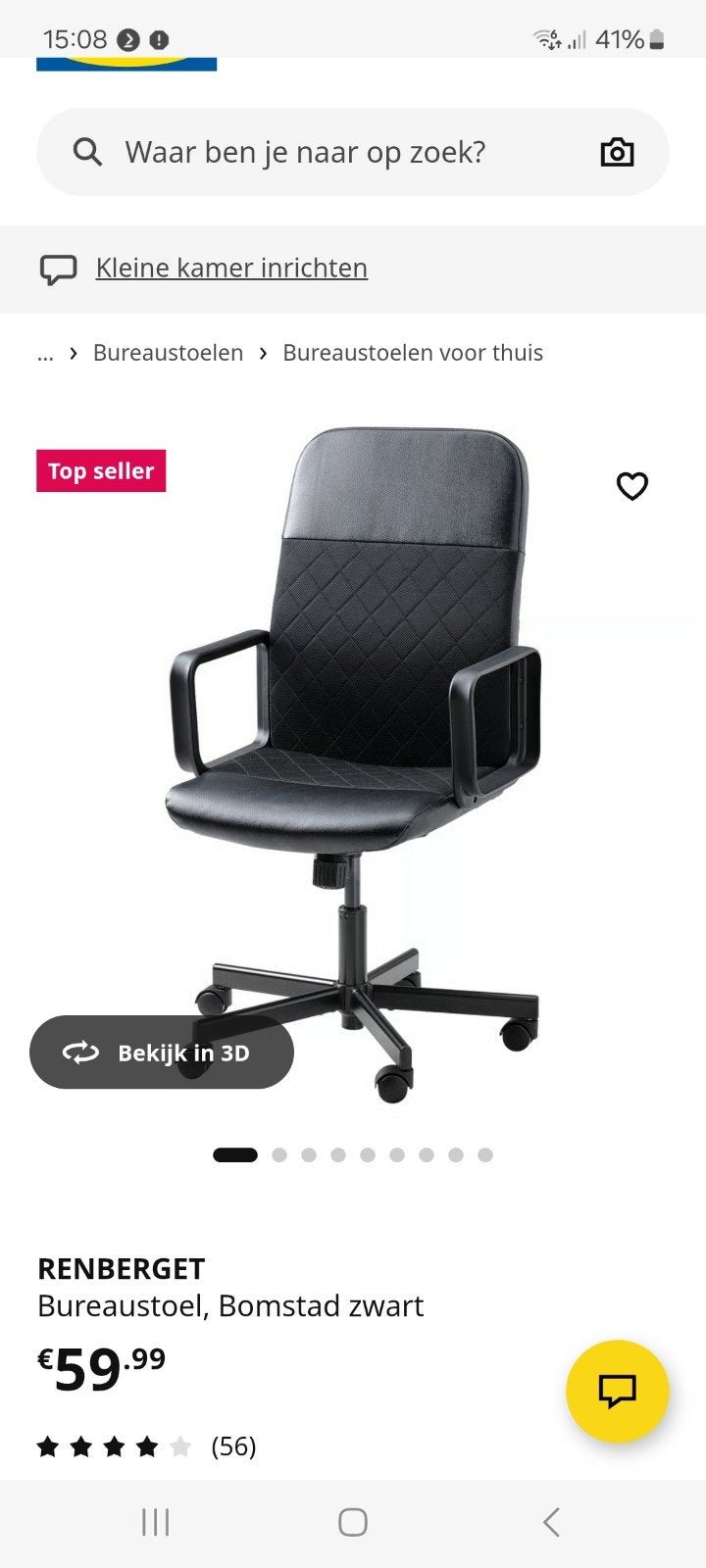 Bureaustoel, Ophalen, Gebruikt, Zwart