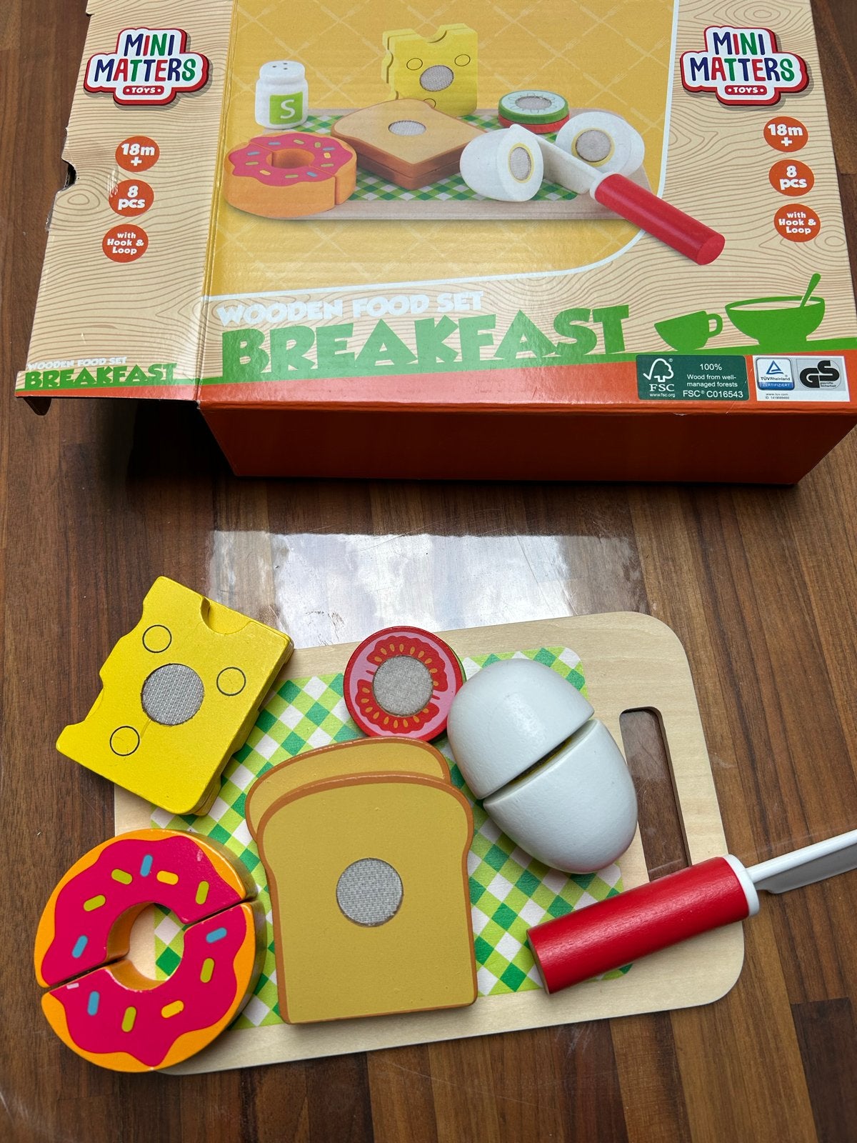 Houten Speelgoed Eten Set: Ontbijt & Diner (Mini Matters), Ophalen of Verzenden, Zo goed als nieuw, Overige typen