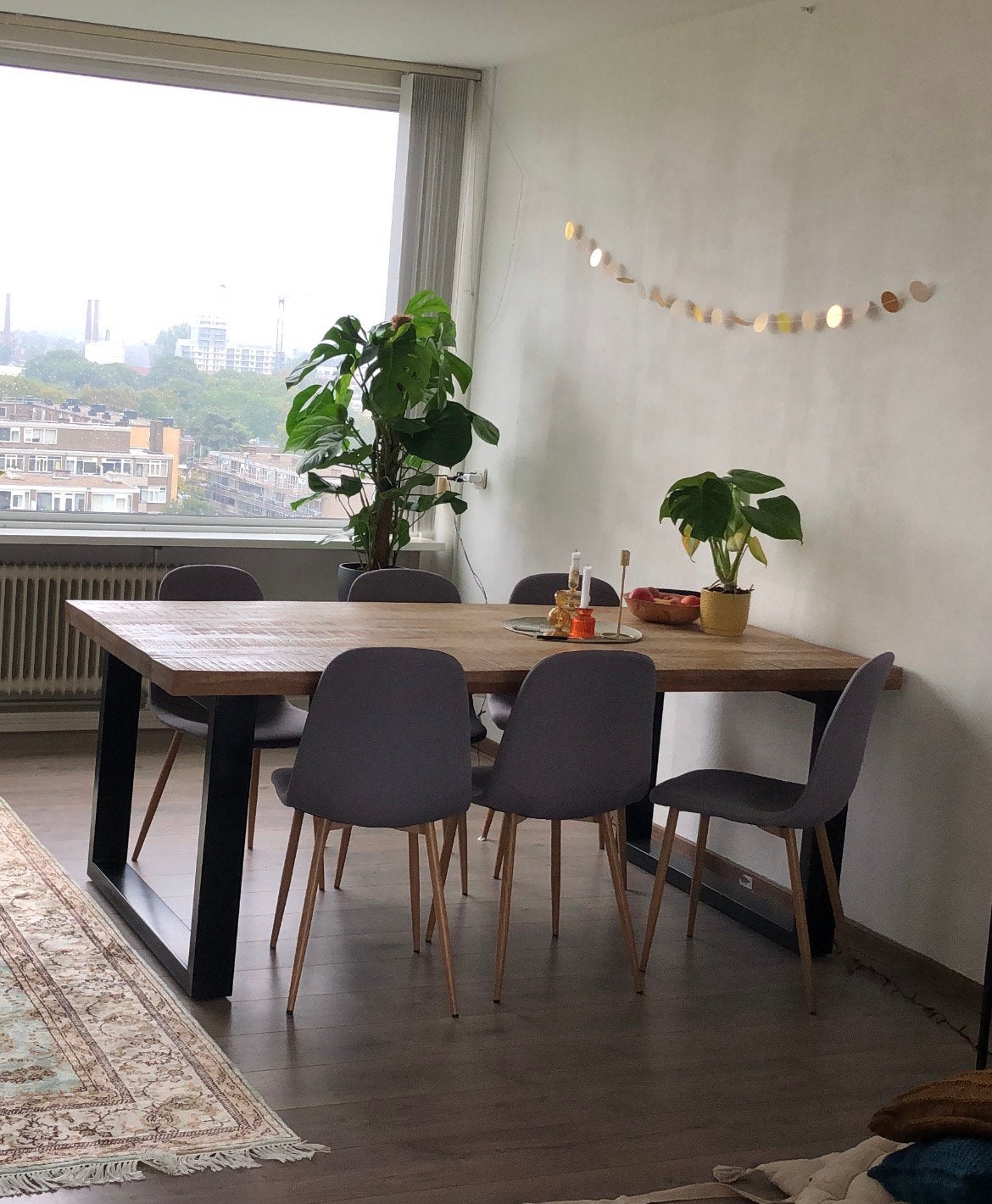 Mooie mango houten eettafel, Ophalen, Gebruikt, 100 tot 150 cm, 200 cm of meer