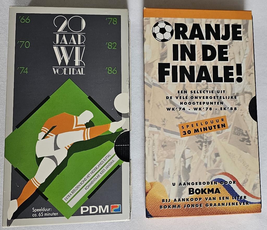 2 VHS Videobanden: 20 jaar WK Voetbal & Oranje in de finale, Alle leeftijden, Ophalen of Verzenden, Zo goed als nieuw, Documentaire