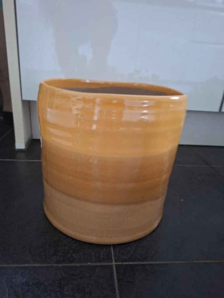 Bloempot D&M Depot Okergeel/Caramel 100% Waterdicht, Overige materialen, Geel, Ophalen of Verzenden, Zo goed als nieuw