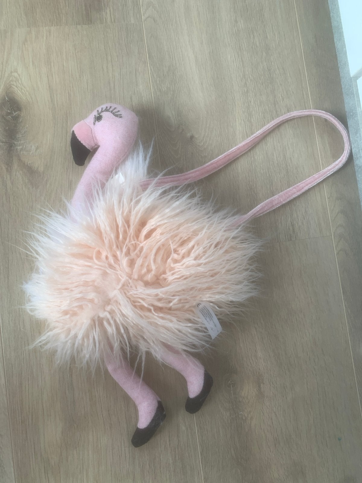 Roze Flamingo Knuffel Tasje - Zo goed als nieuw, Overige typen, Ophalen of Verzenden, Zo goed als nieuw, Met kleding of accessoire