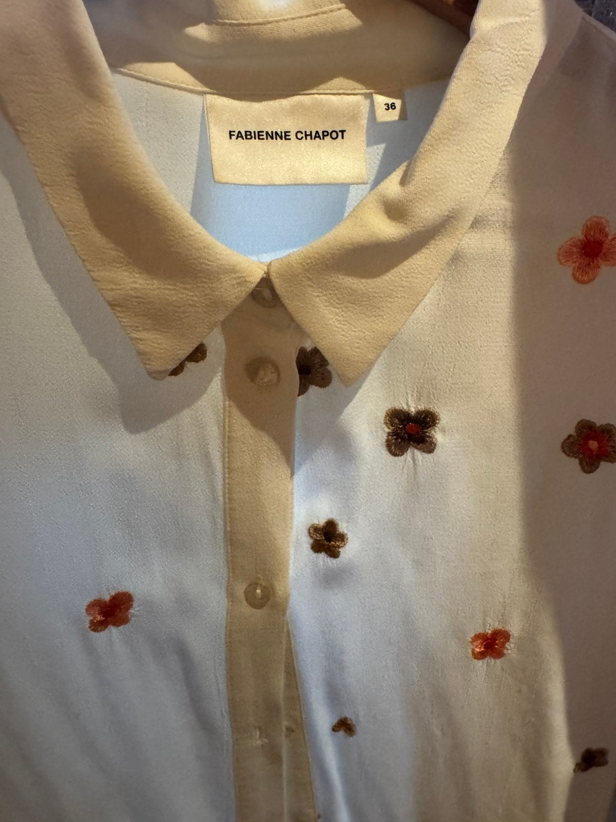 Fabienne Chapot blouse met bloemenprint - Maat 36 (S), Ophalen of Verzenden, Zo goed als nieuw, Maat 36 (S), Beige